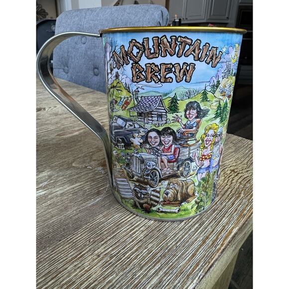Mountain Brew ~ Metal/Tin ~ Drinking Mug w/Handle ~ Chuck Wagon Soda - Picture 1 of 6